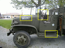 I'm not 100% sure about the hood number, USA missing and wrong font and have a -S.  Also the running board should have tool mounts for a 44.  Wood steering wheels should also be present.